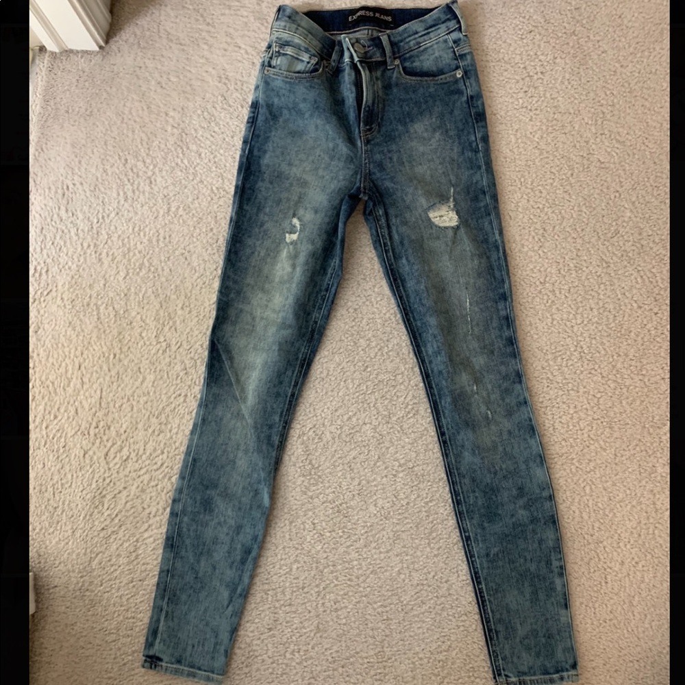 Express distressed skinny jeans